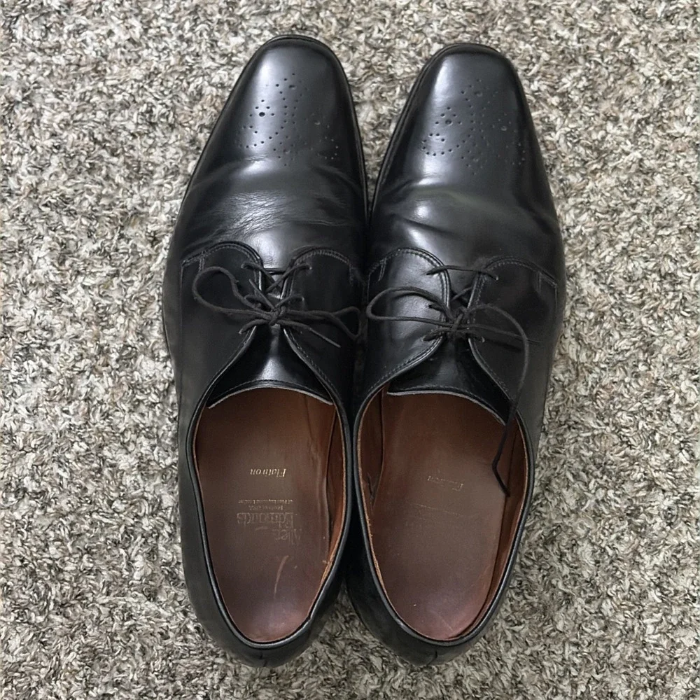 Allen Edmonds Flatiron Derby Oxfords Perforated Black Leather Sz 13 D 1103 25800